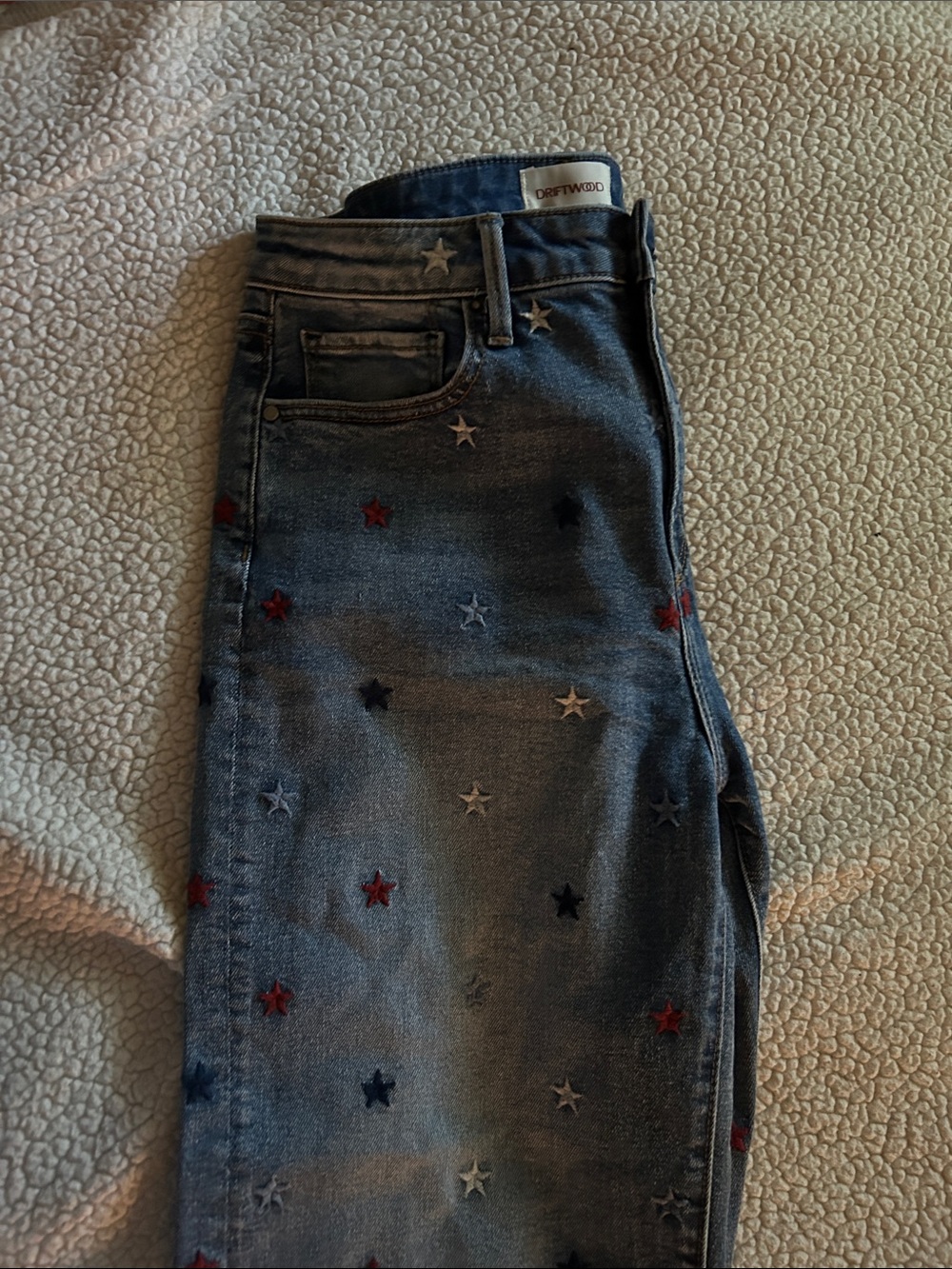 DRIFTWOOD Charlee  Blue,Red & White Star-Embroidered Jeans 25 1/2
